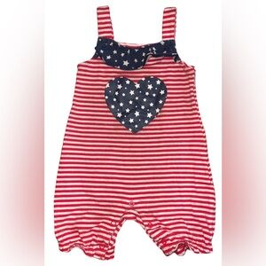 Way To Celebrate Baby Girls Patriotic Flag Heart Bodysuit Romper 6/9 Months